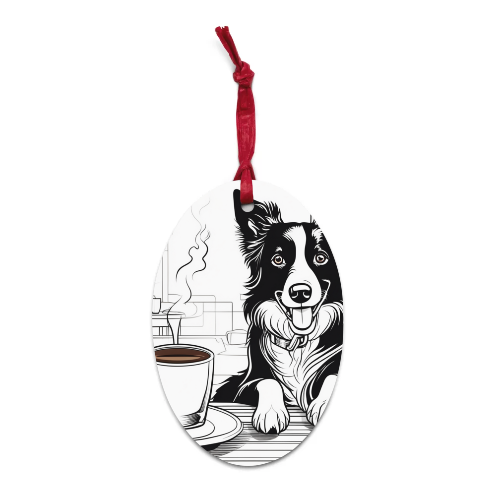PugMug Custom Border Collie Wooden Ornament