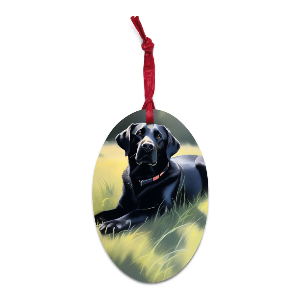 PugMug Custom Black Labrador Retriever Wooden Ornament