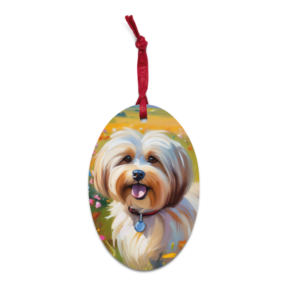 PugMug Custom Tan Havanese Dog Wooden Ornament