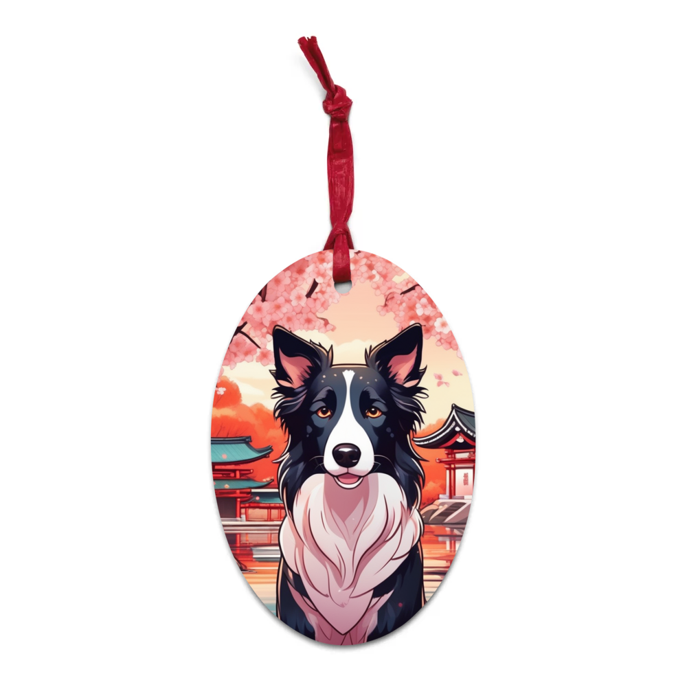PugMug Custom Border Collie Wooden Ornament
