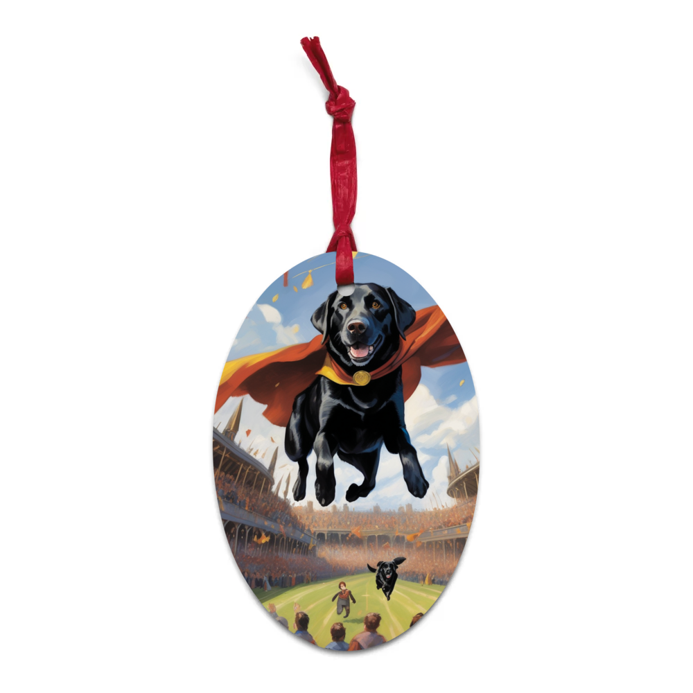 PugMug Custom Black Labrador Retriever Wooden Ornament