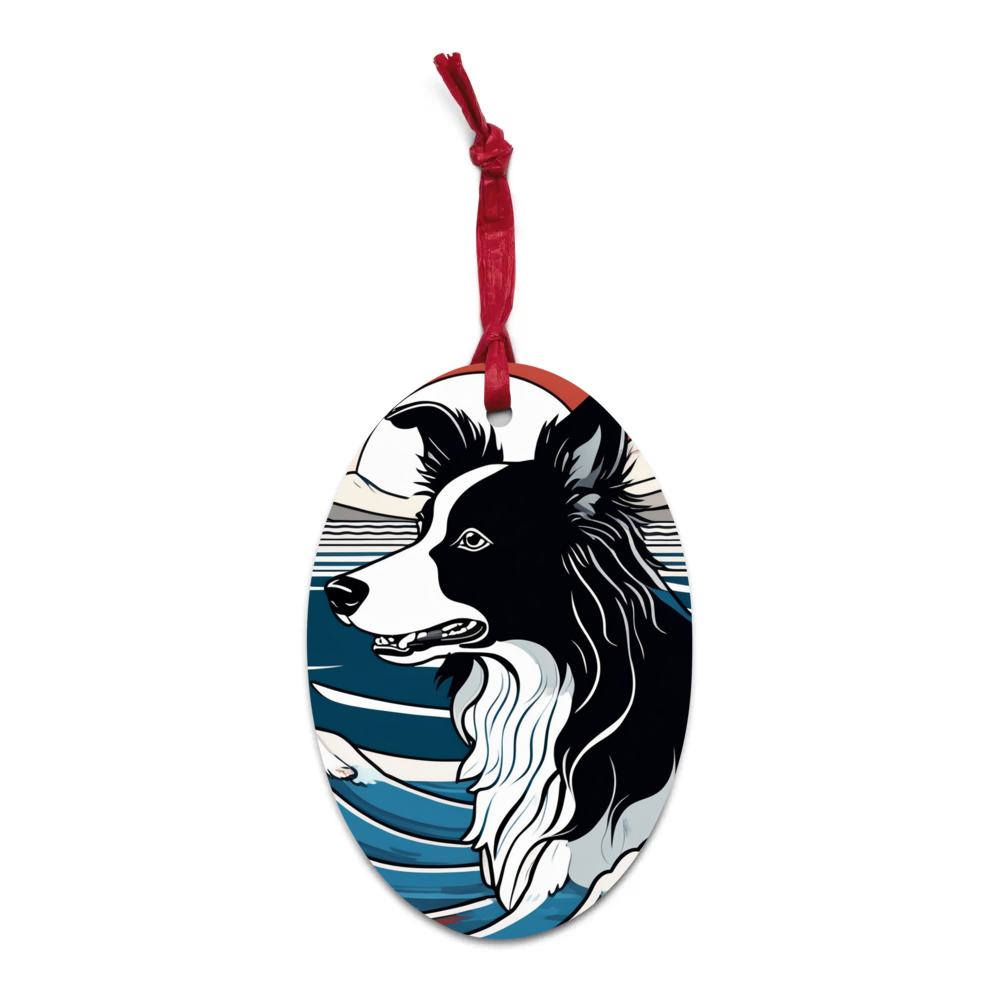 PugMug Custom Border Collie Wooden Ornament