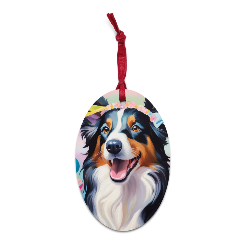 PugMug Custom Border Collie Wooden Ornament