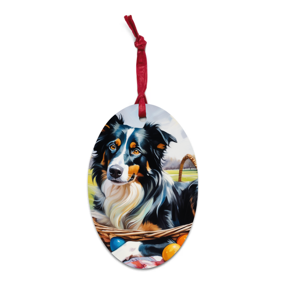 PugMug Custom Border Collie Wooden Ornament