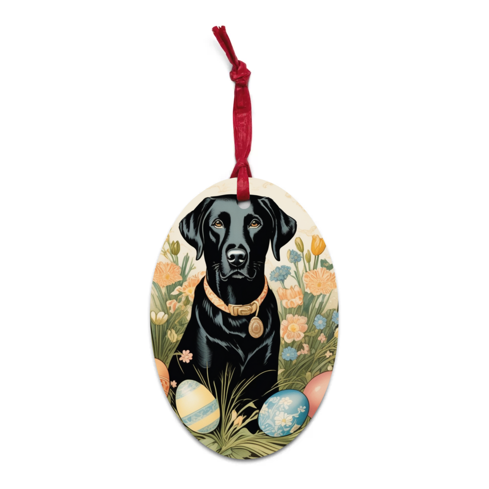 PugMug Custom Black Labrador Retriever Wooden Ornament