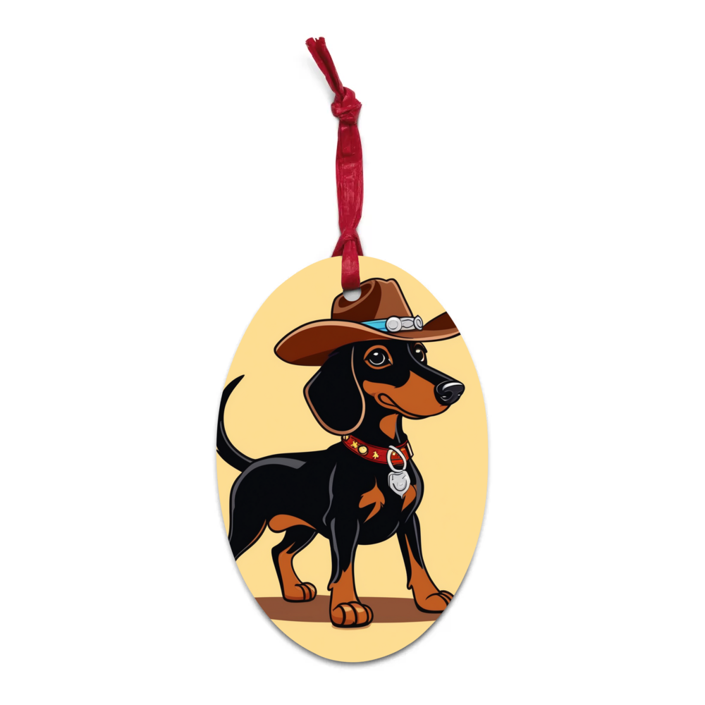 PugMug Custom Black Dachshund Wooden Ornament