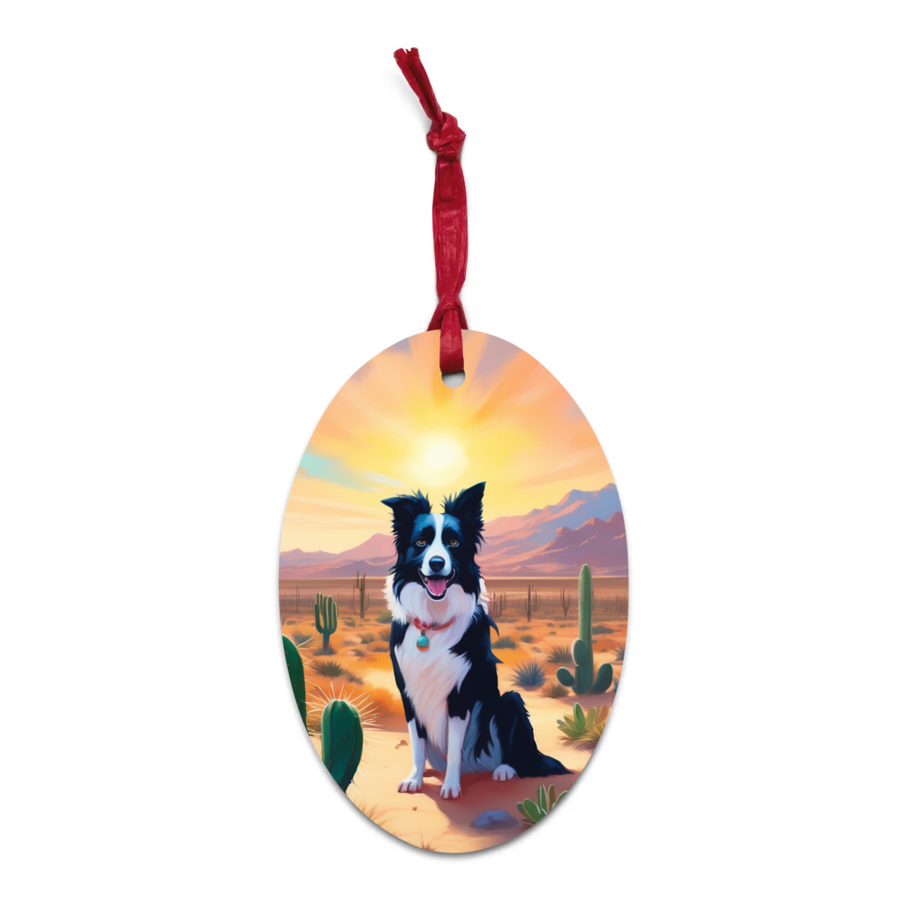 PugMug Custom Border Collie Wooden Ornament