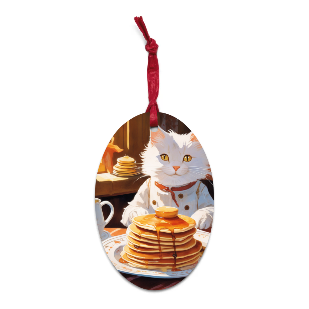 PugMug Custom White Companion Cat Wooden Ornament