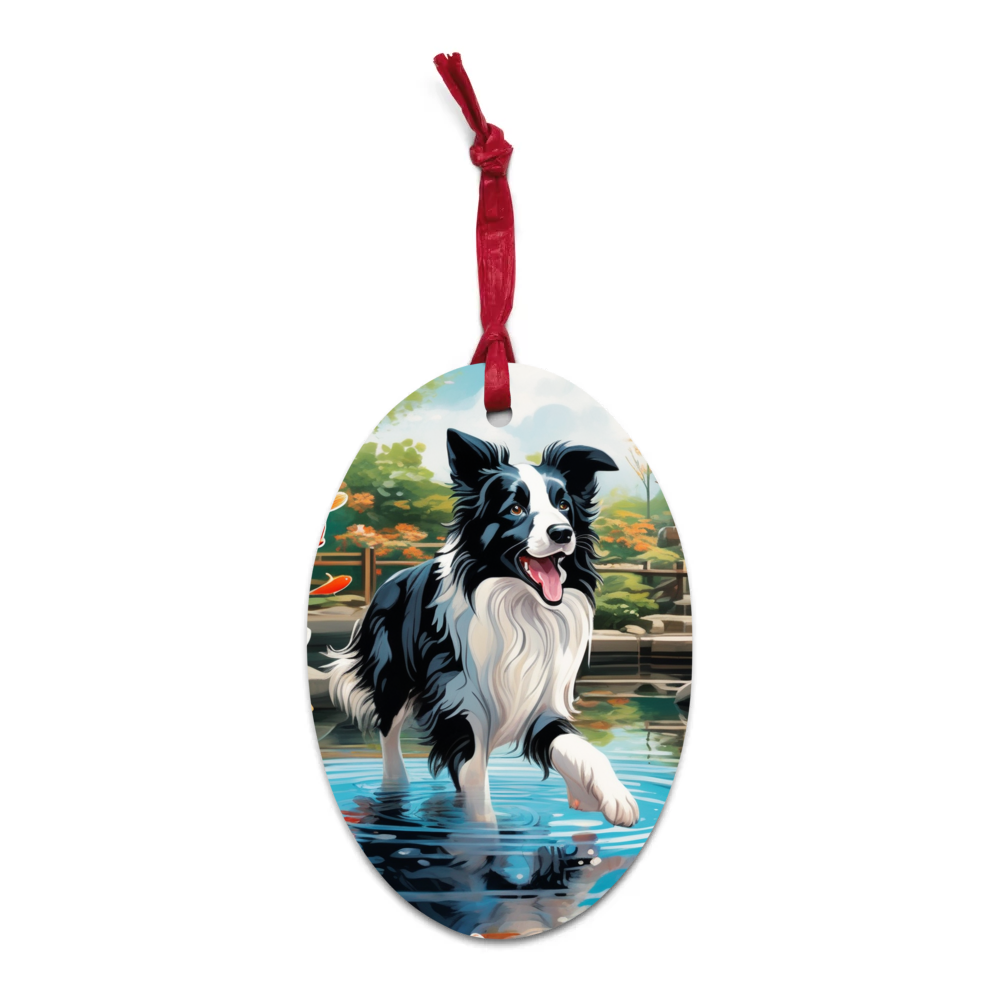 PugMug Custom Border Collie Wooden Ornament