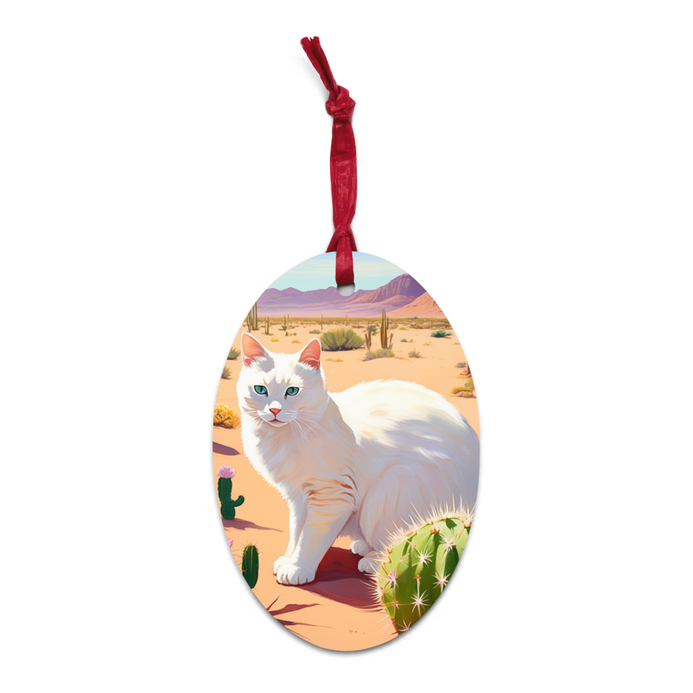 PugMug Custom White Companion Cat Wooden Ornament