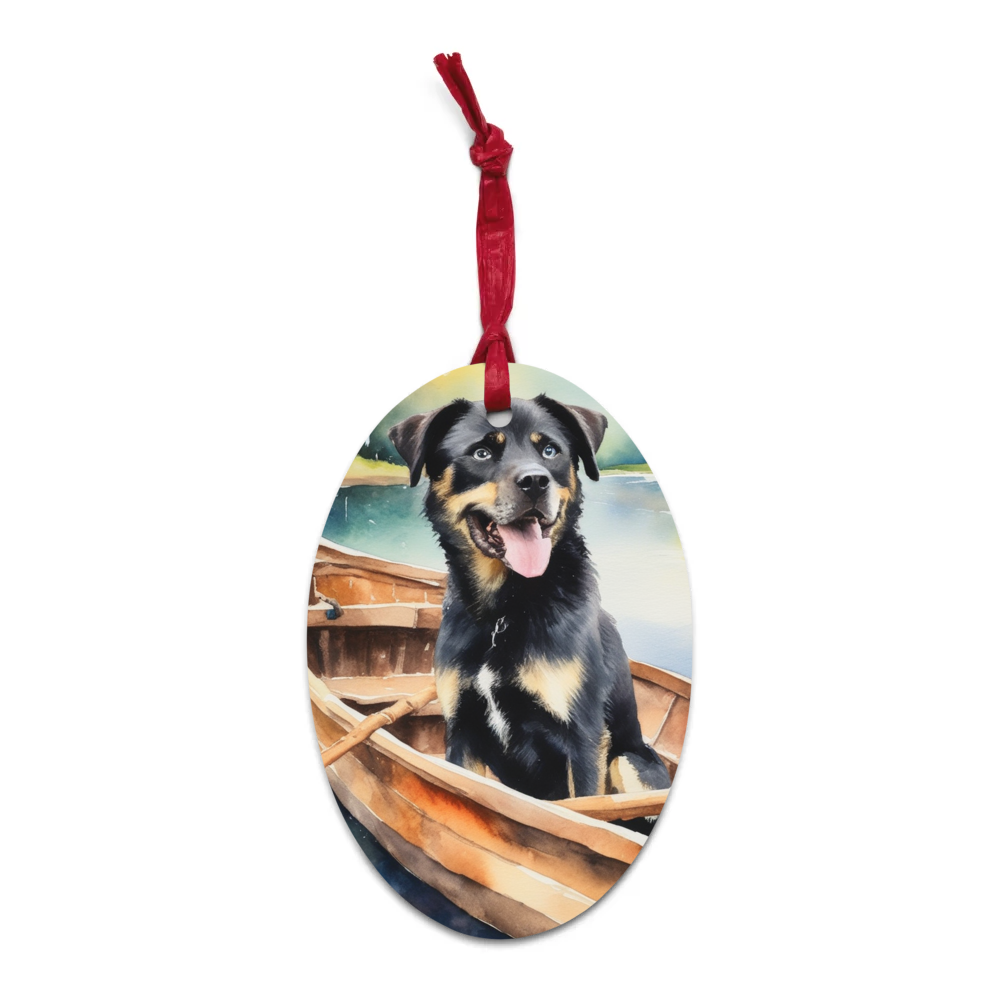 PugMug Custom Blue Wooden Ornament