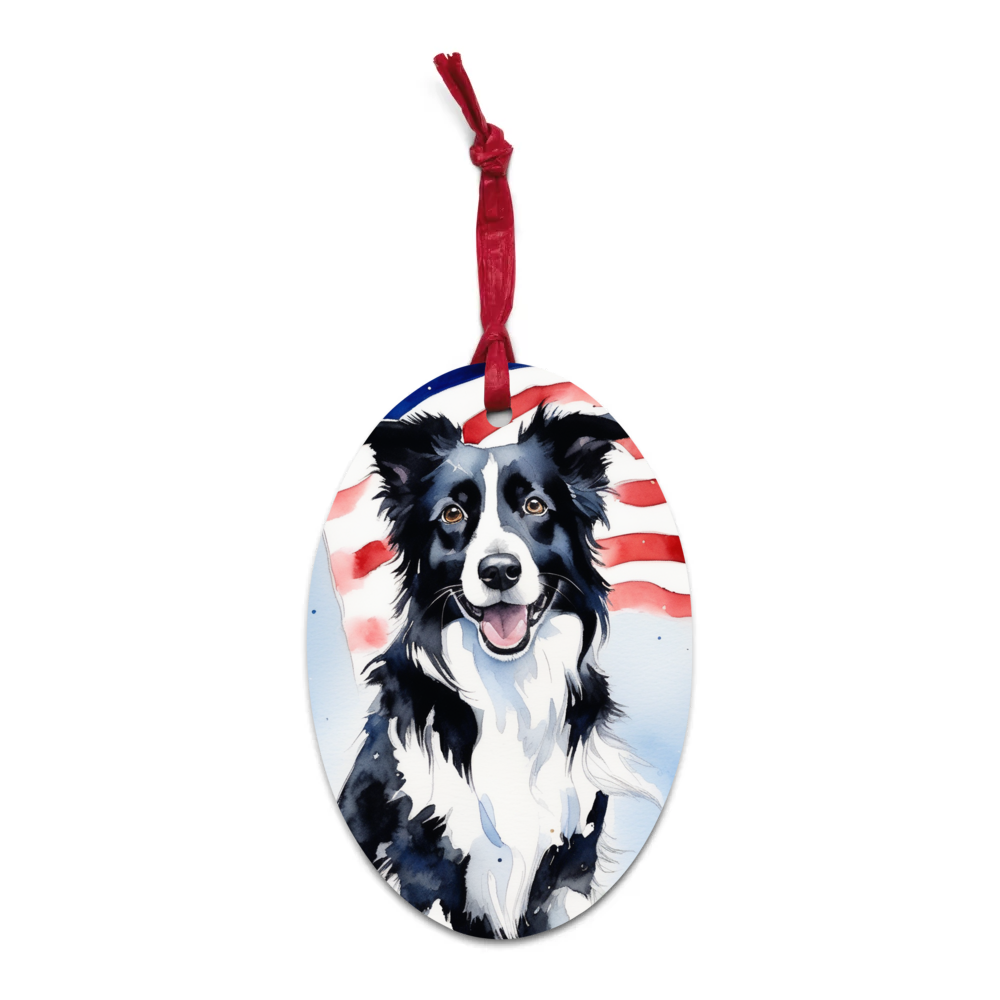 PugMug Custom Border Collie Wooden Ornament