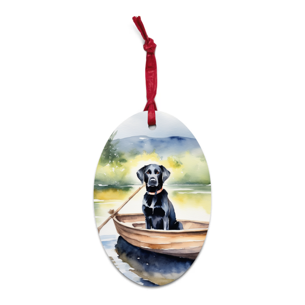 PugMug Custom Black Labrador Retriever Wooden Ornament