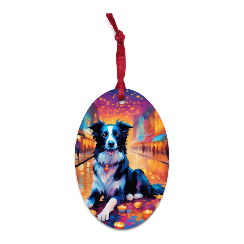 PugMug Custom Border Collie Wooden Ornament