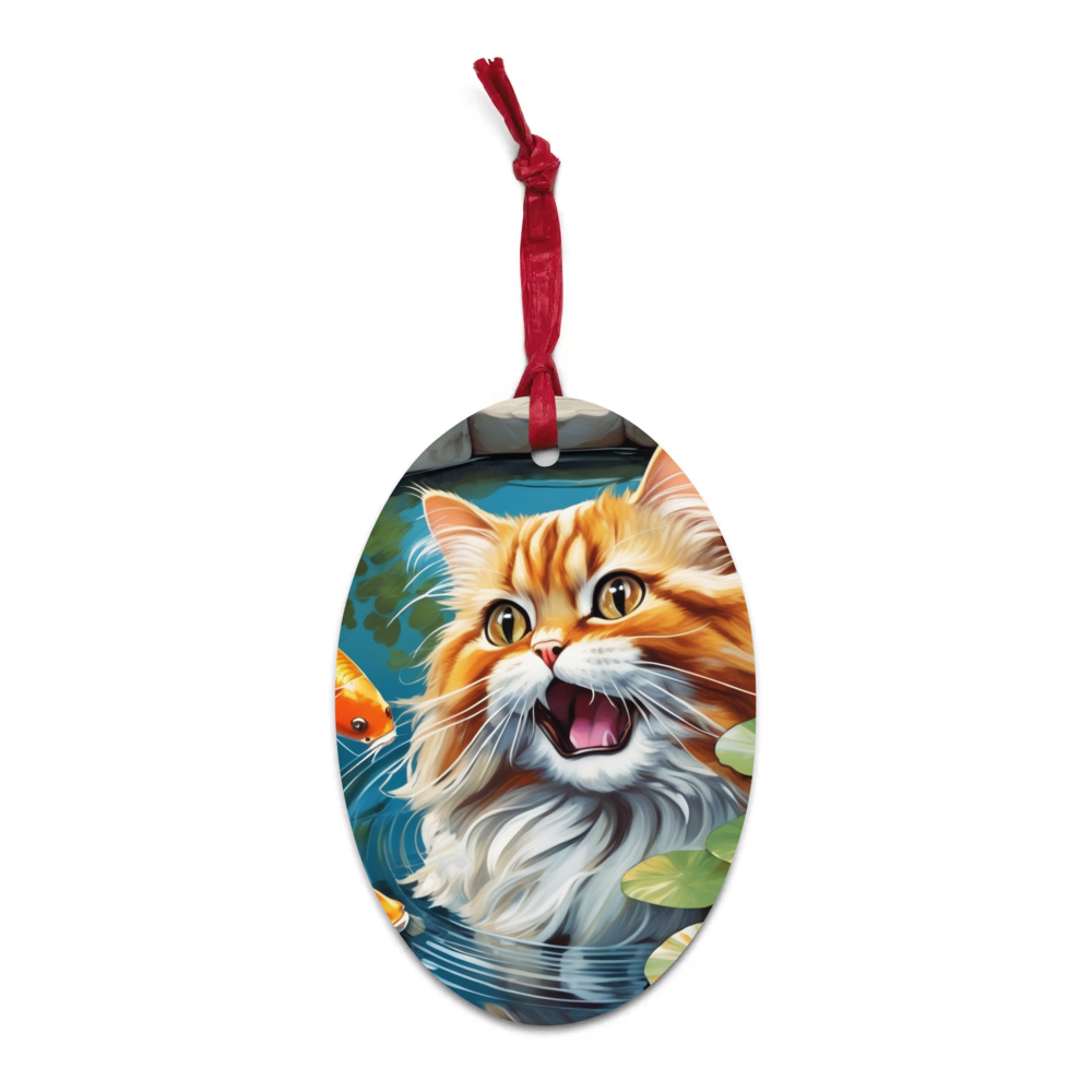 PugMug Custom Tabby Persian Cat Wooden Ornament