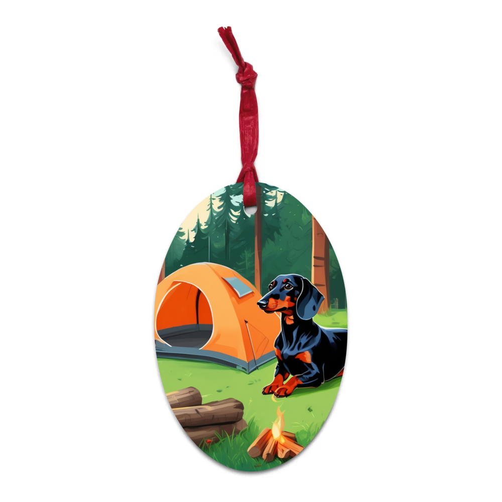 PugMug Custom Black Dachshund Wooden Ornament