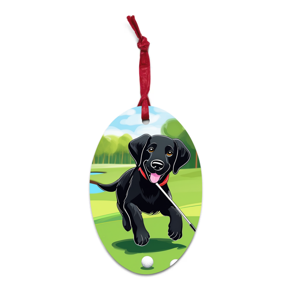 PugMug Custom Black Labrador Retriever Wooden Ornament