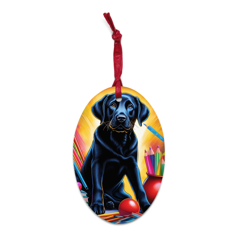 PugMug Custom Black Labrador Retriever Wooden Ornament