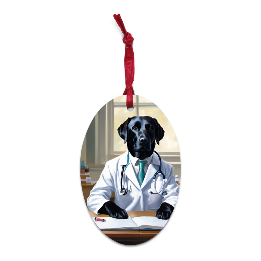 PugMug Custom Black Labrador Retriever Wooden Ornament