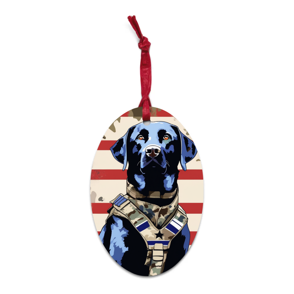 PugMug Custom Black Labrador Retriever Wooden Ornament