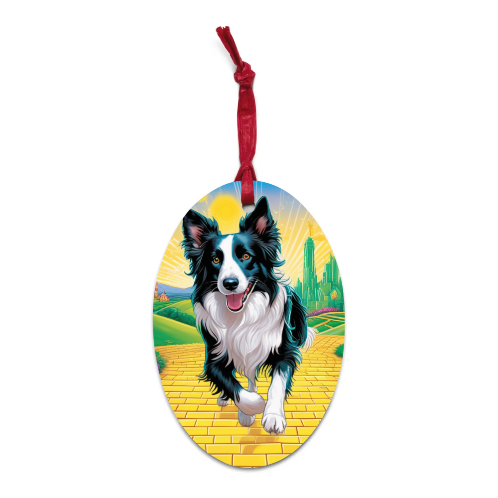 PugMug Custom Border Collie Wooden Ornament