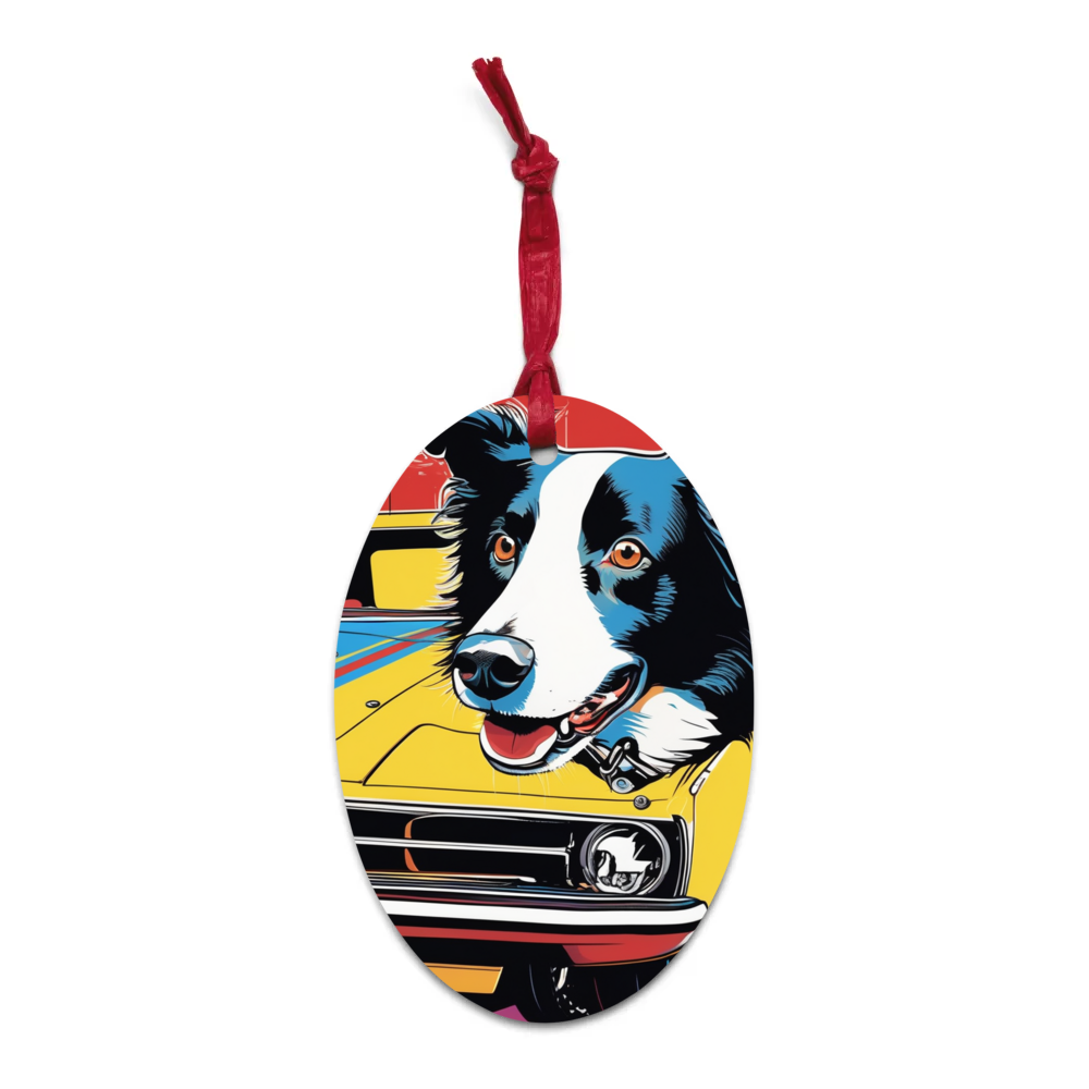 PugMug Custom Border Collie Wooden Ornament