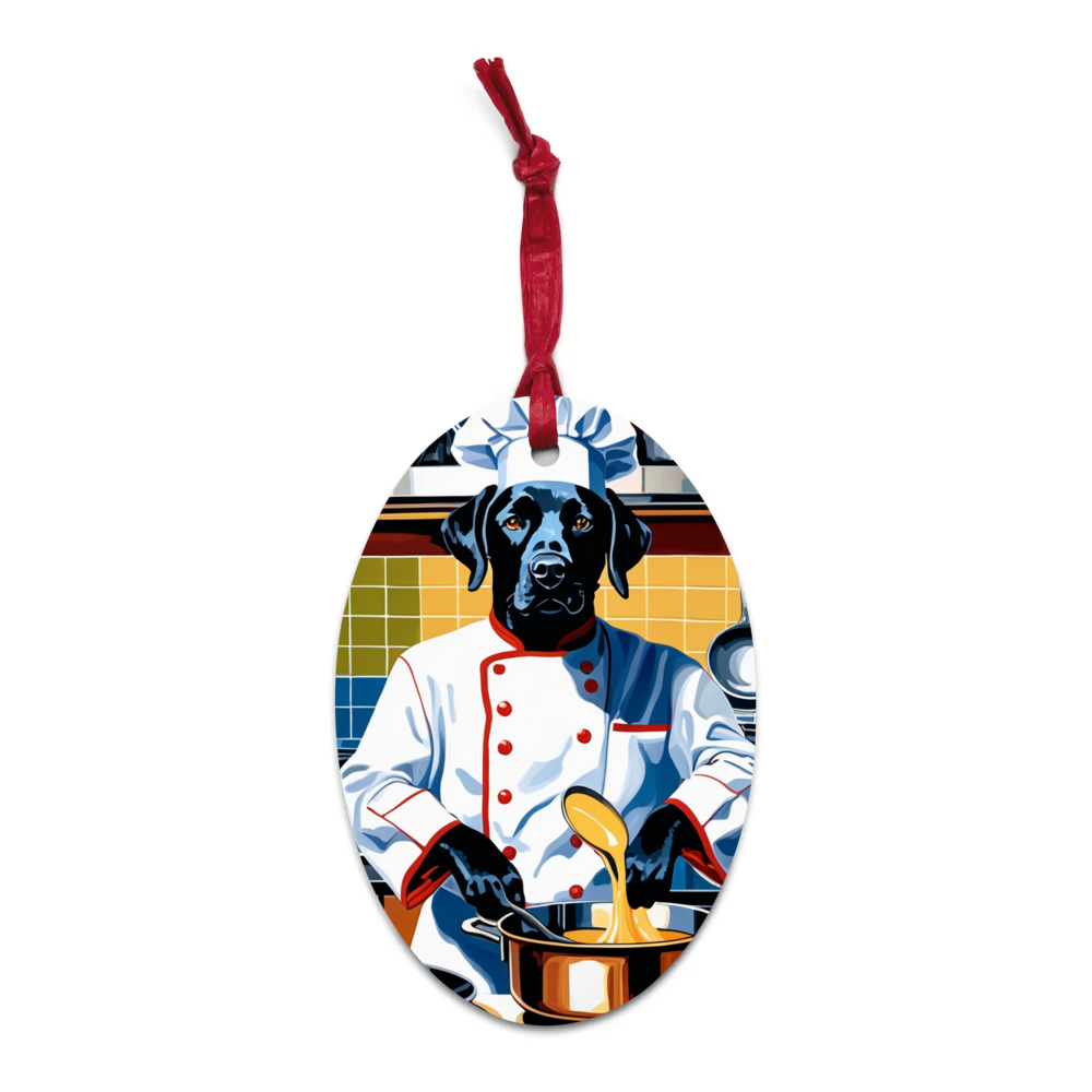 PugMug Custom Black Labrador Retriever Wooden Ornament