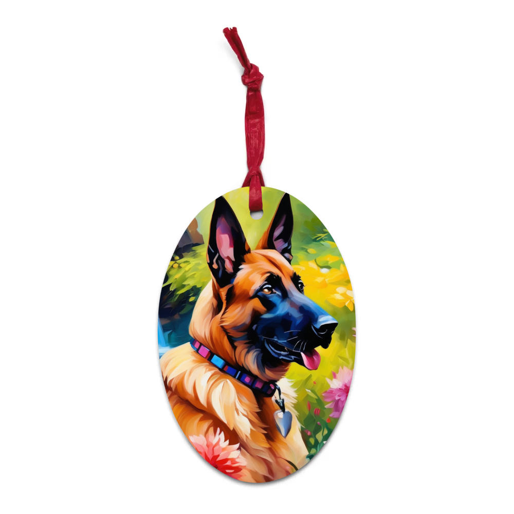 PugMug Custom Belgian Malinois Wooden Ornament