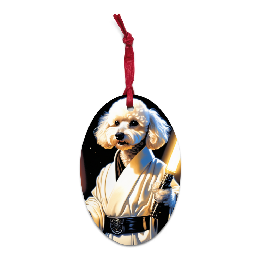 PugMug Custom White Poodle Wooden Ornament