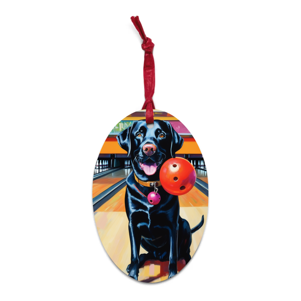 PugMug Custom Black Labrador Retriever Wooden Ornament