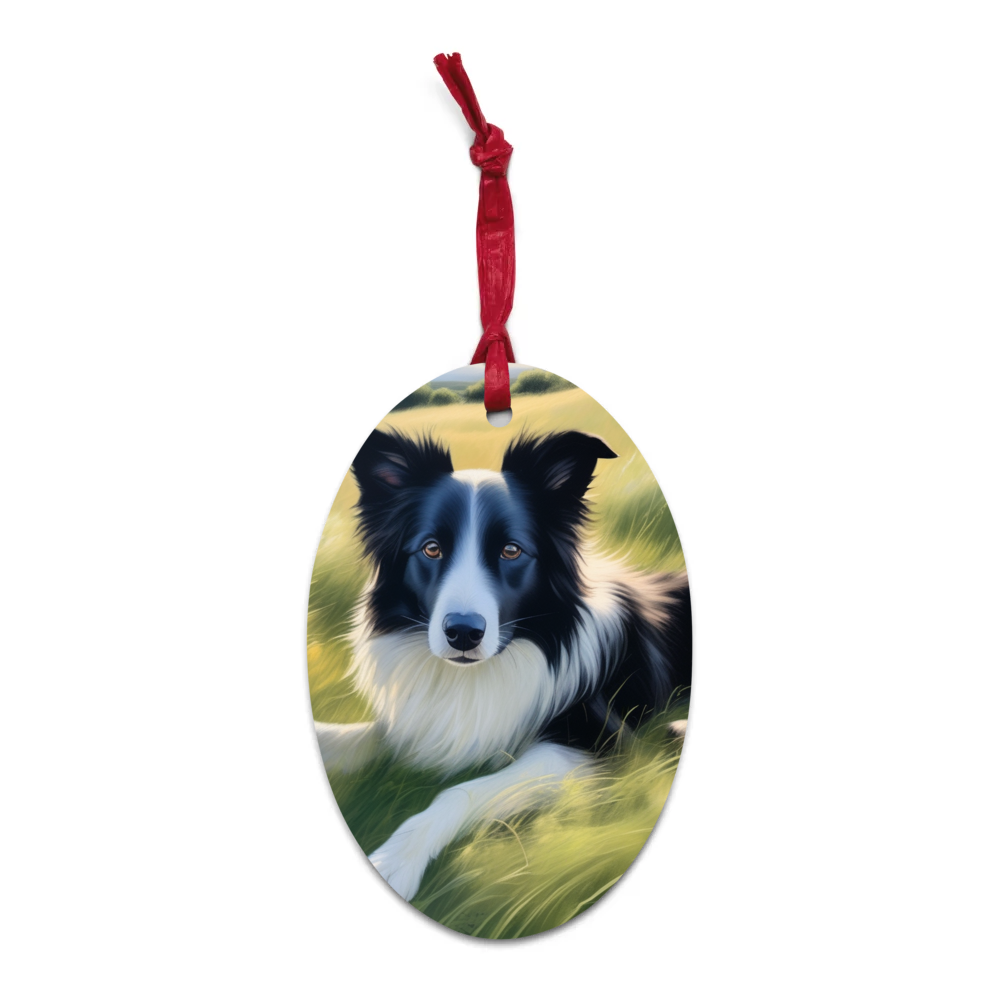 PugMug Custom Border Collie Wooden Ornament