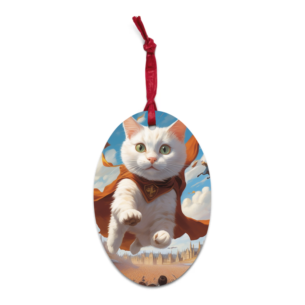 PugMug Custom White Companion Cat Wooden Ornament