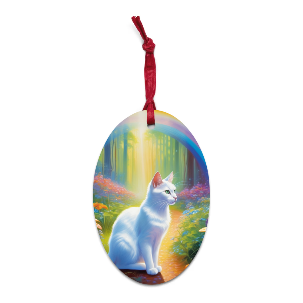 PugMug Custom White Companion Cat Wooden Ornament