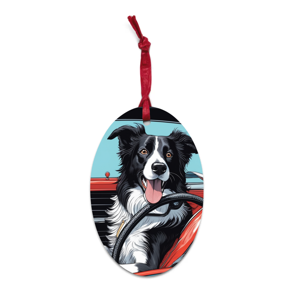 PugMug Custom Border Collie Wooden Ornament