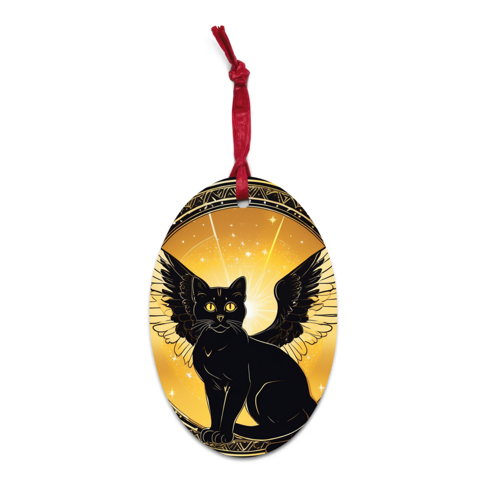 PugMug Custom Black Exotic Cat Wooden Ornament