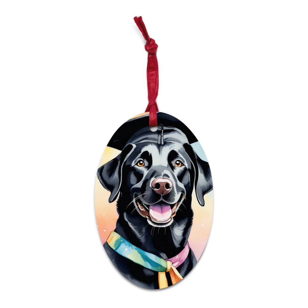 PugMug Custom Black Labrador Retriever Wooden Ornament