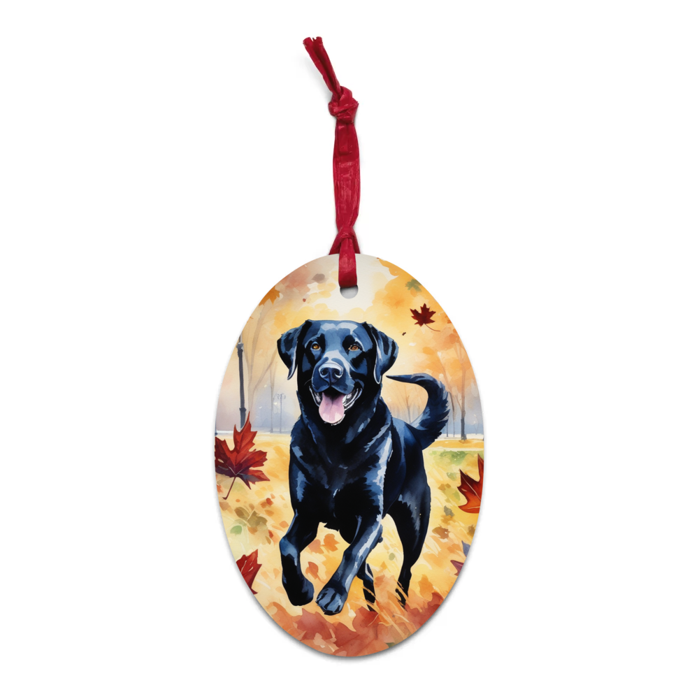 PugMug Custom Black Labrador Retriever Wooden Ornament