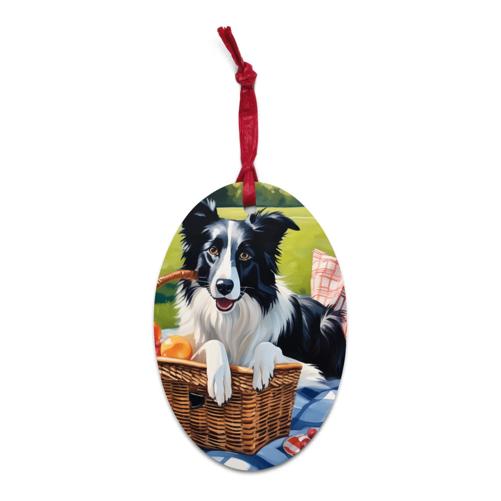 PugMug Custom Border Collie Wooden Ornament