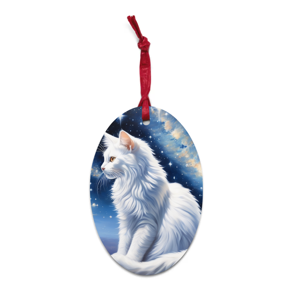 PugMug Custom White Companion Cat Wooden Ornament