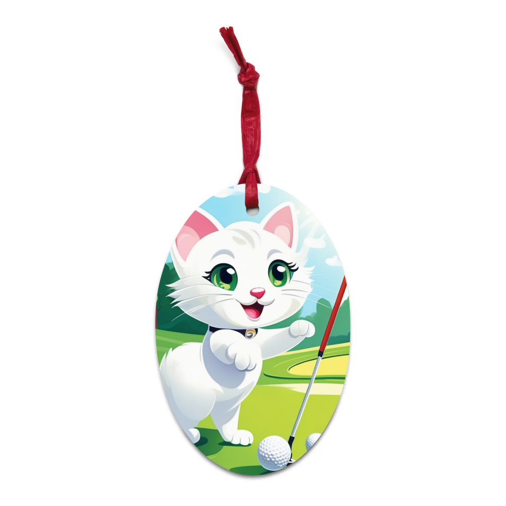 PugMug Custom White Companion Cat Wooden Ornament