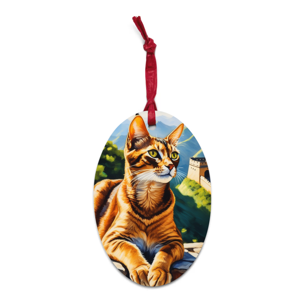PugMug Custom Tabby Abyssinian Cat Wooden Ornament