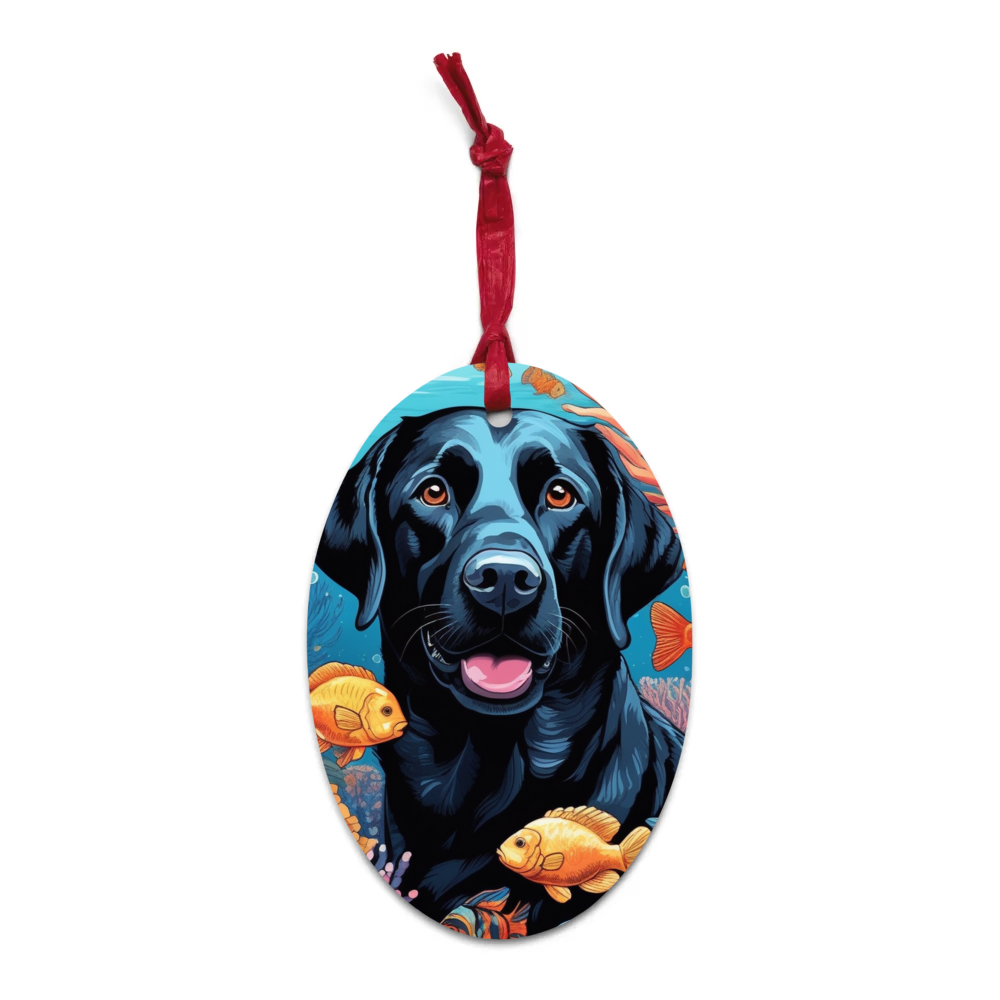 PugMug Custom Black Labrador Retriever Wooden Ornament