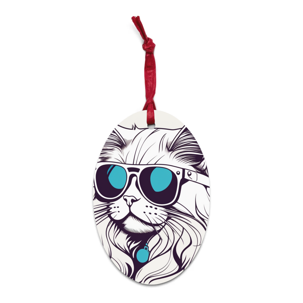 PugMug Custom White Persian Cat Wooden Ornament