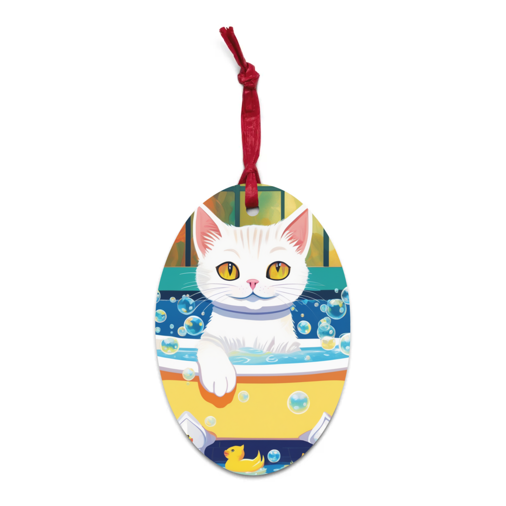 PugMug Custom White Exotic Cat Wooden Ornament