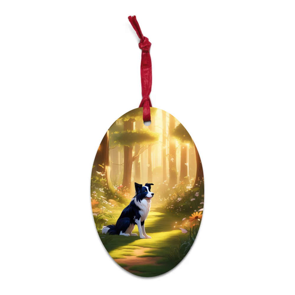 PugMug Custom Border Collie Wooden Ornament