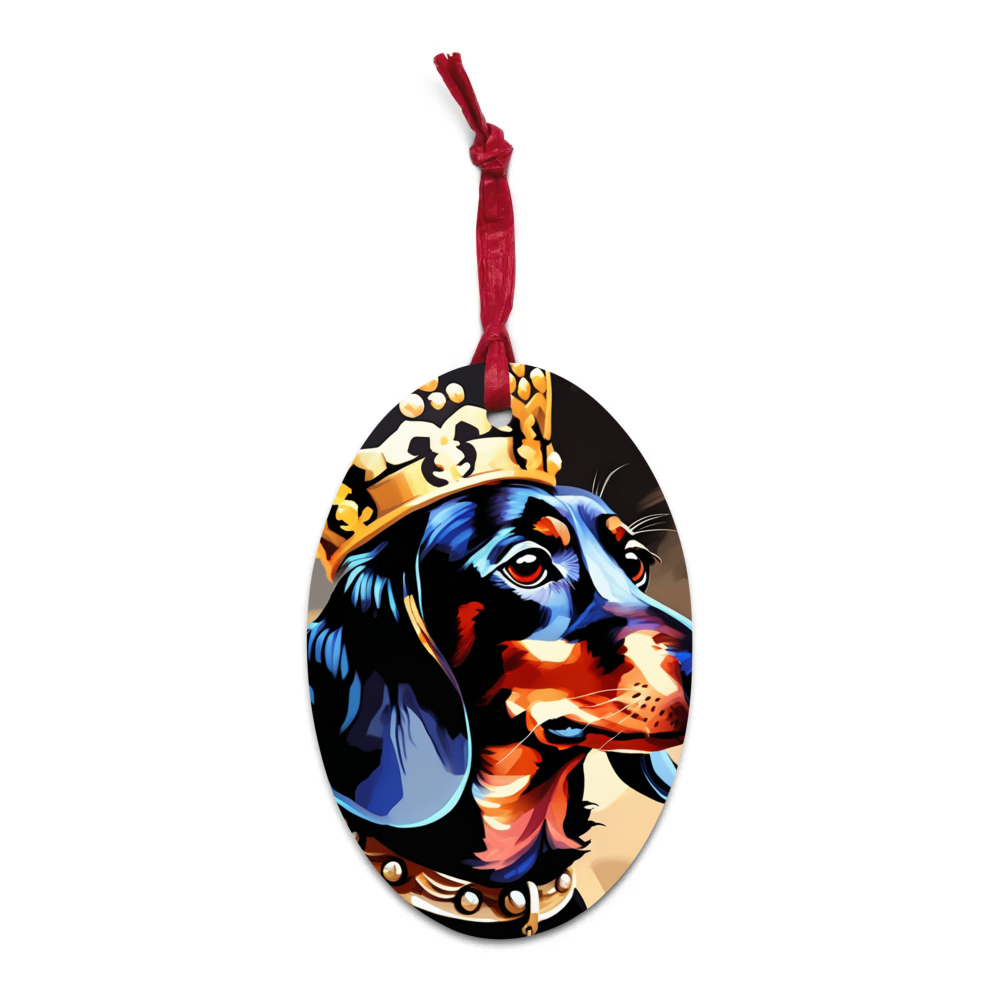 PugMug Custom Black Dachshund Wooden Ornament