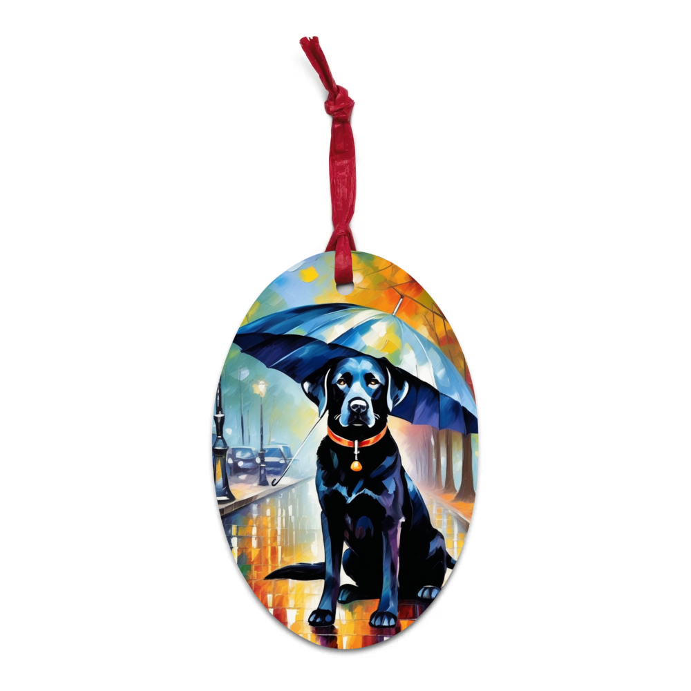 PugMug Custom Black Labrador Retriever Wooden Ornament