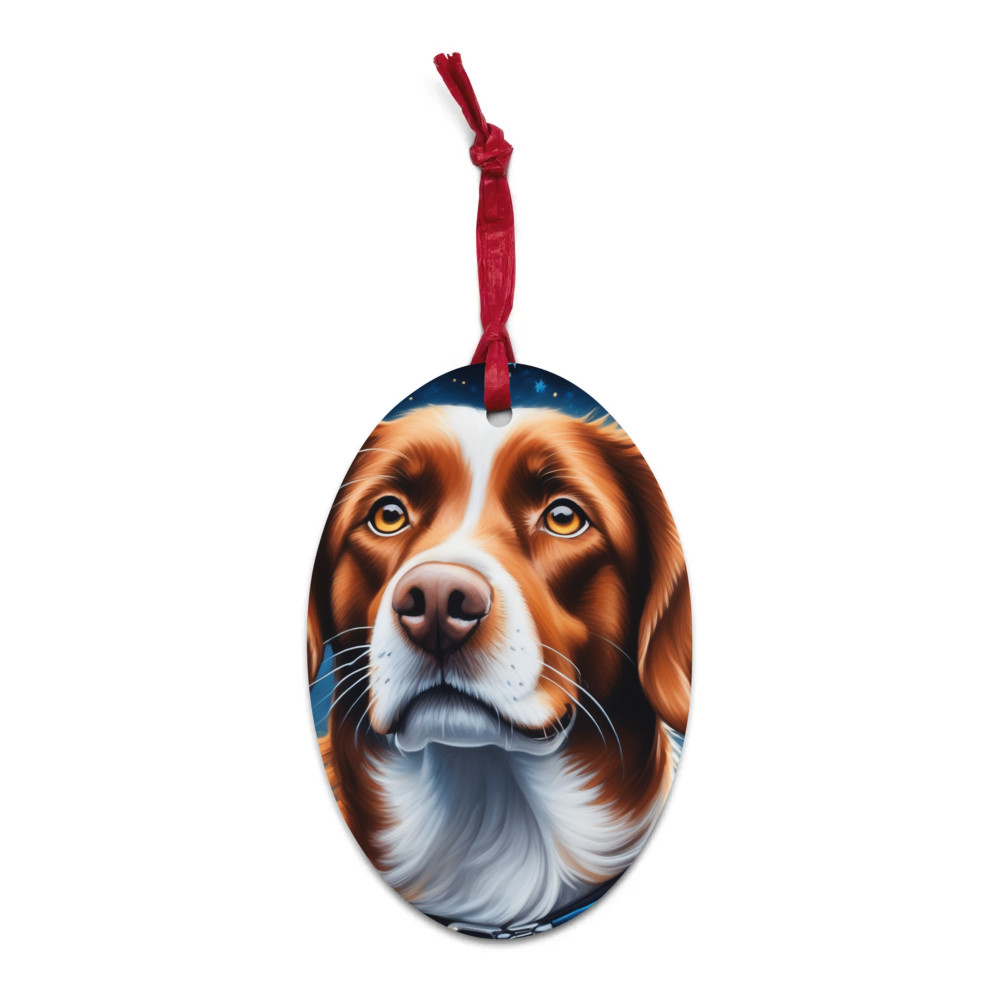 PugMug Custom Brittany Dog Wooden Ornament