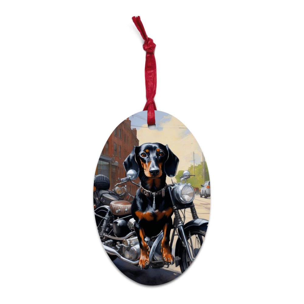 PugMug Custom Black Dachshund Wooden Ornament