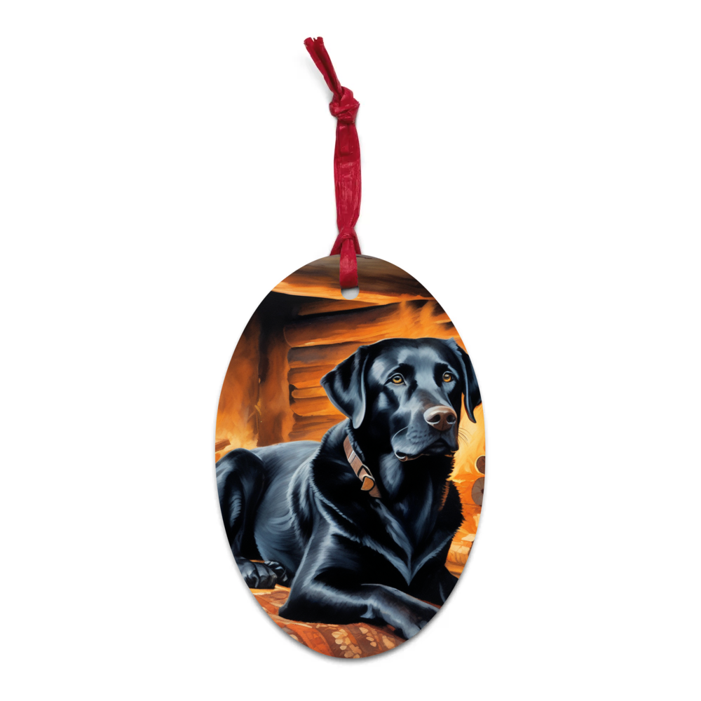 PugMug Custom Black Labrador Retriever Wooden Ornament